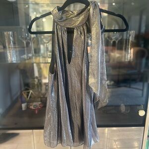 Ramy Brooke metallic neck tie top
